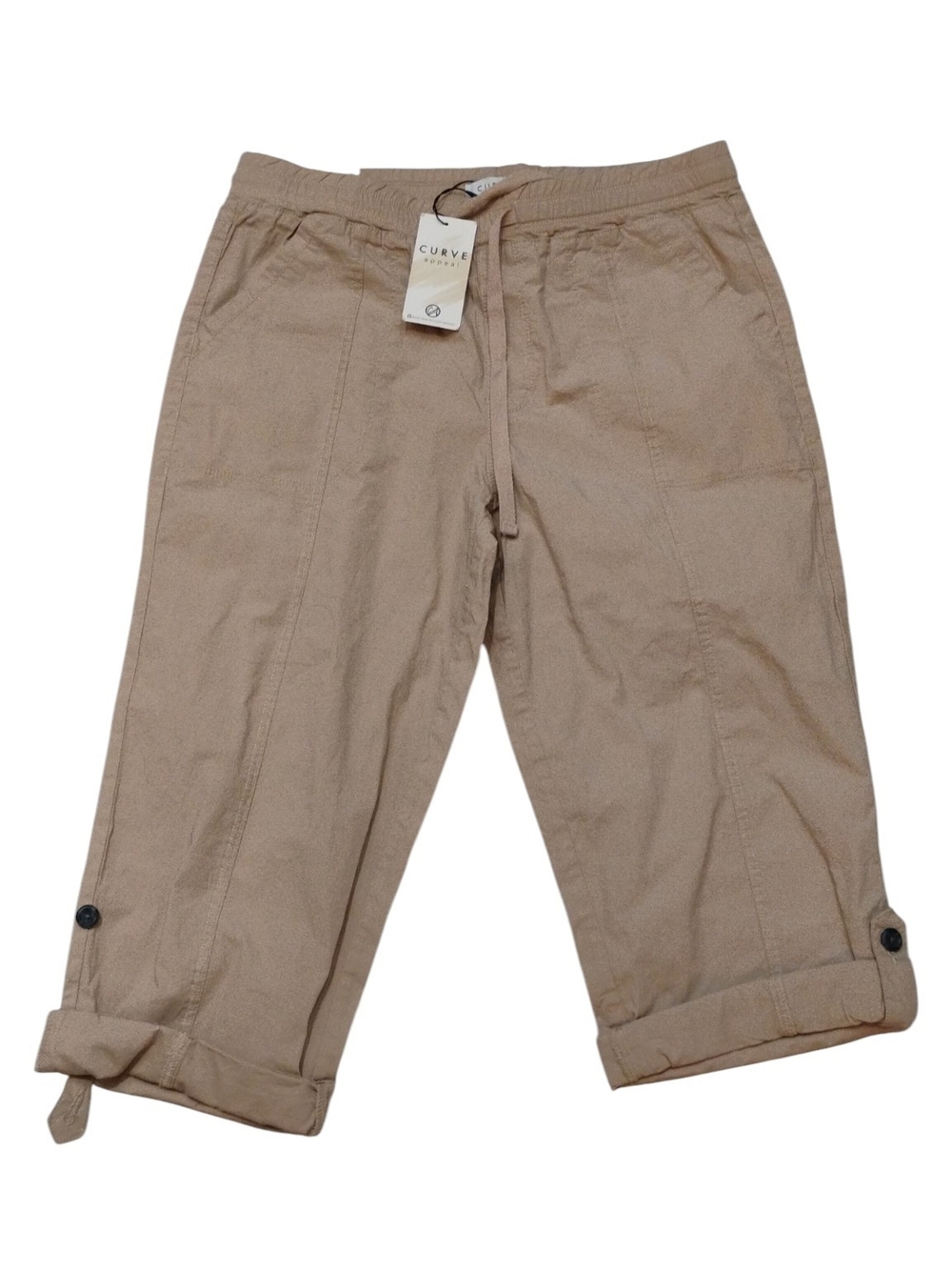 Curve Appeal Roll-Cuff Pants in Tan SZ 4 NWT